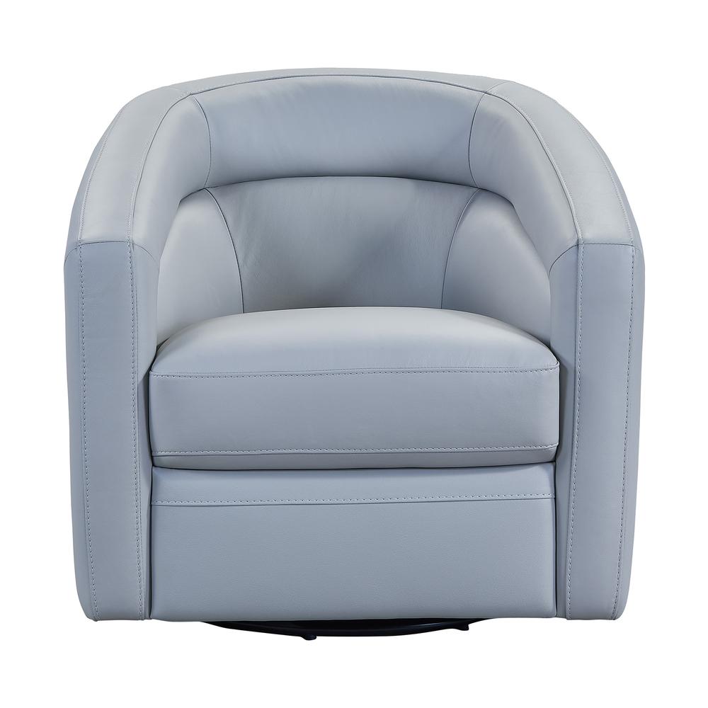 Desi Contemporary Swivel Accent Chair in Dove Grey Genuine Leather. Picture 2