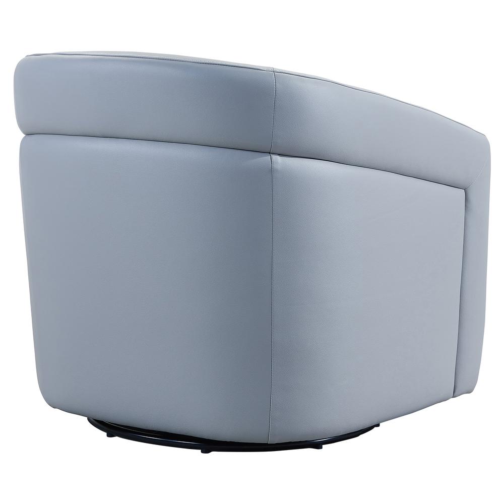 Desi Contemporary Swivel Accent Chair in Dove Grey Genuine Leather. Picture 3