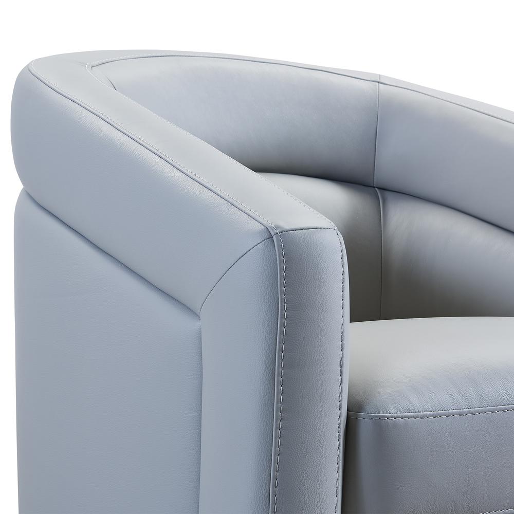 Desi Contemporary Swivel Accent Chair in Dove Grey Genuine Leather. Picture 4