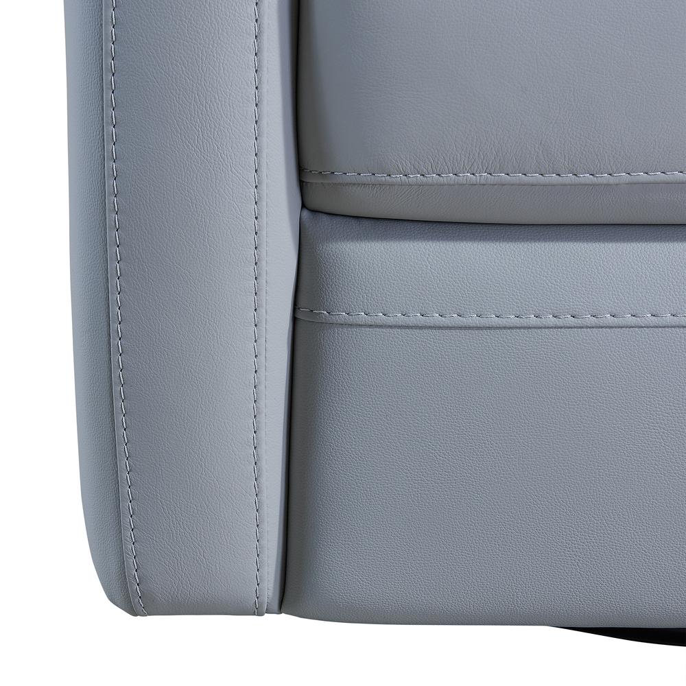 Desi Contemporary Swivel Accent Chair in Dove Grey Genuine Leather. Picture 5