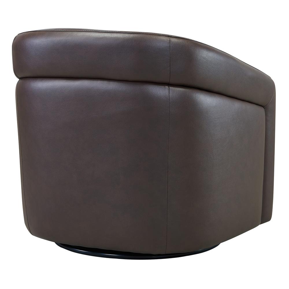 Contemporary Swivel Accent Chair in Espresso Genuine Leather. Picture 3