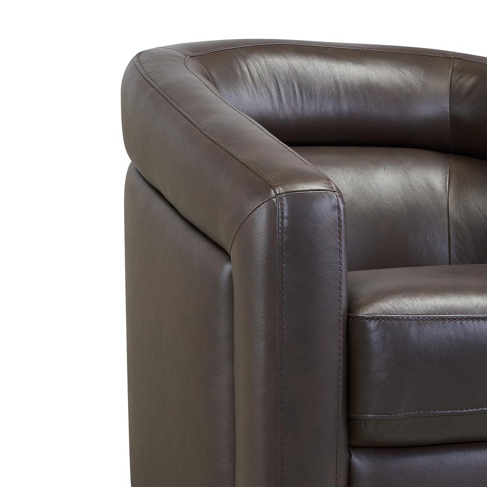 Contemporary Swivel Accent Chair in Espresso Genuine Leather. Picture 4