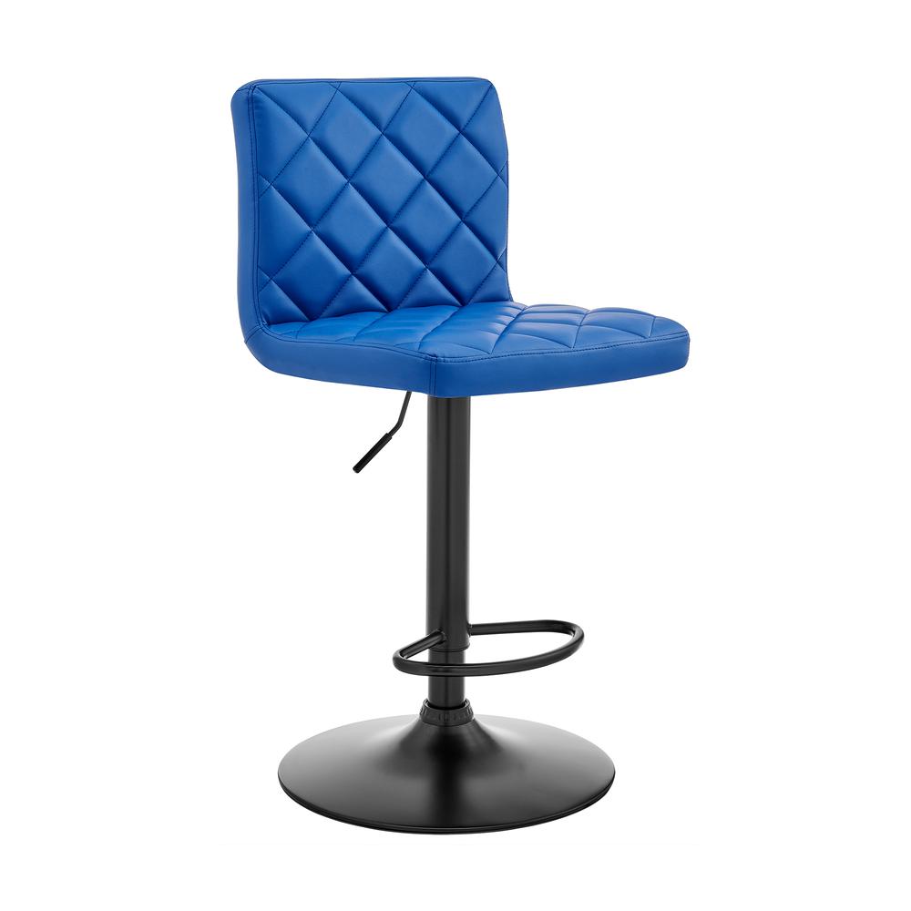 The Duval Adjustable Blue Faux Leather Swivel Bar Stool. Picture 1