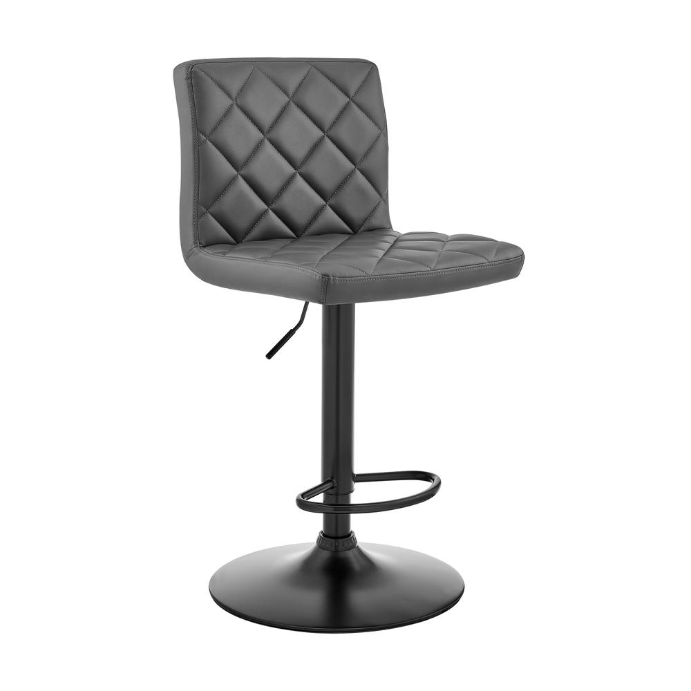 Duval Adjustable Gray Faux Leather Swivel Bar Stool. Picture 1