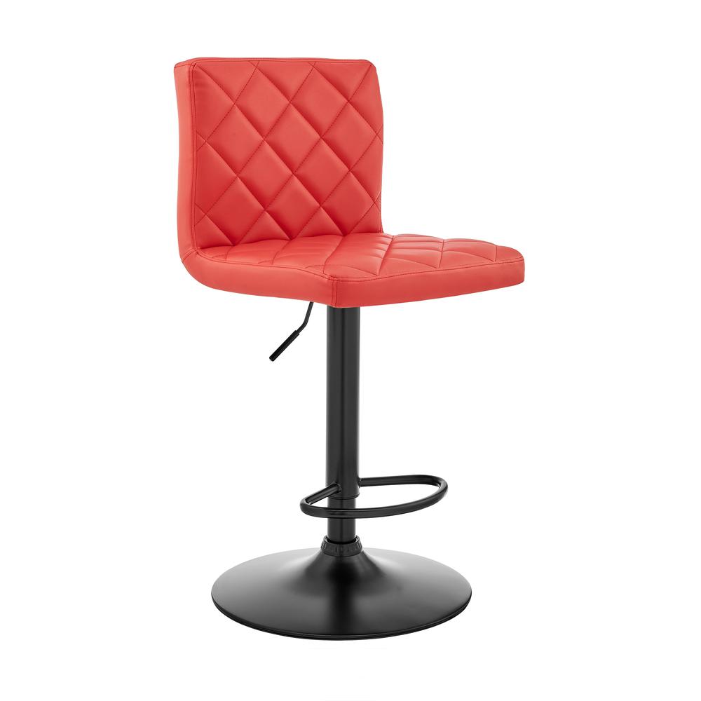 The Duval Adjustable Red Faux Leather Swivel Bar Stool. Picture 1