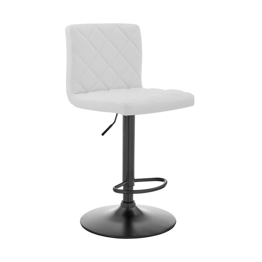 The Duval Adjustable White Faux Leather Swivel Bar Stool. Picture 1
