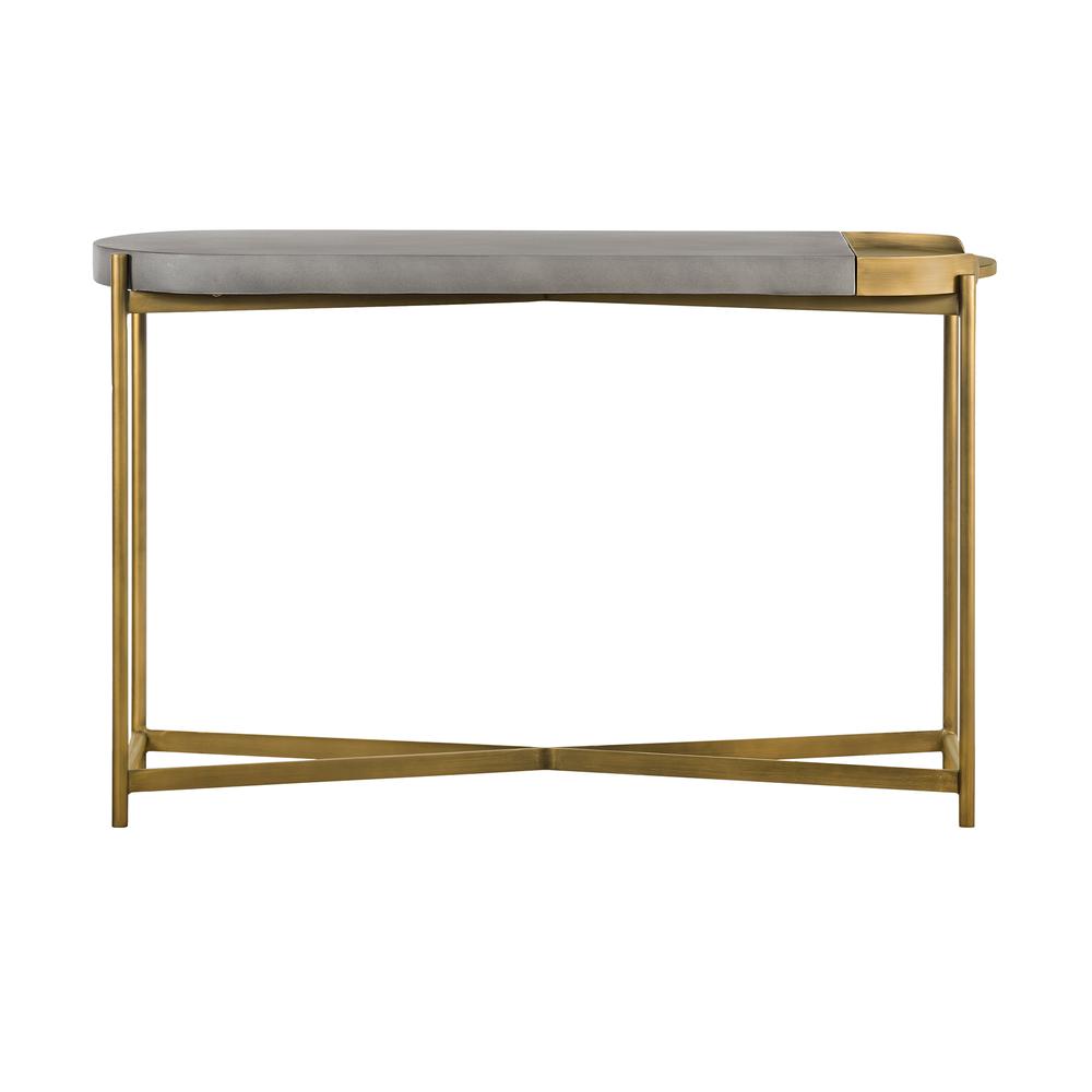 Dua Grey Concrete Console Table with Antique Brass, N/A. Picture 1