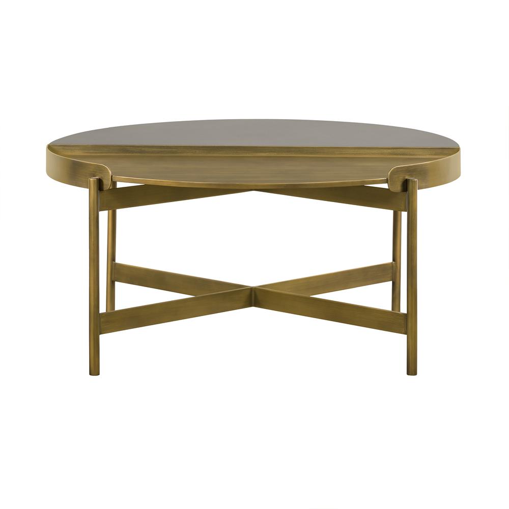 Dua Grey Concrete Coffee Table with Antique Brass, N/A. Picture 1