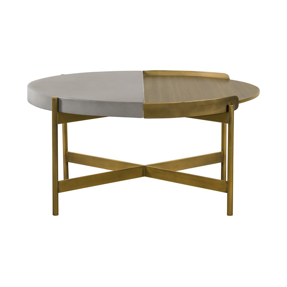 Dua Grey Concrete Coffee Table with Antique Brass, N/A. Picture 2