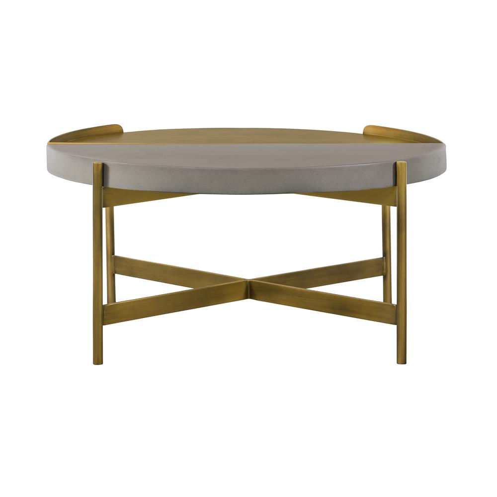 Dua Grey Concrete Coffee Table with Antique Brass, N/A. Picture 3