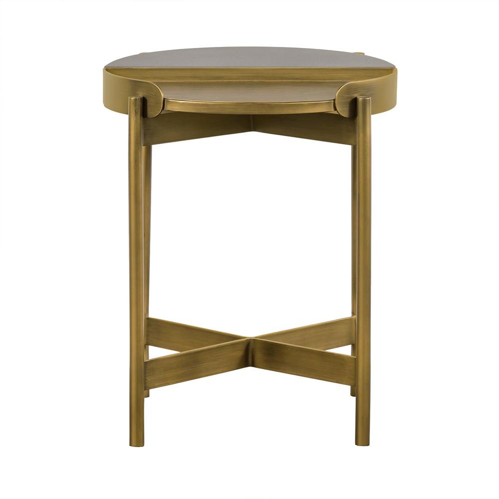 Dua Grey Concrete End Table with Antique Brass, N/A. Picture 1