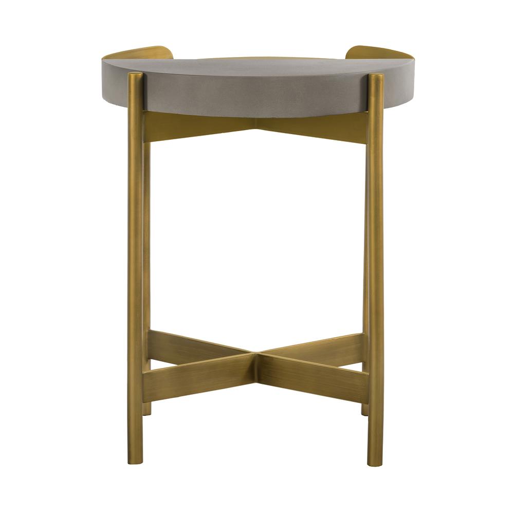 Dua Grey Concrete End Table with Antique Brass, N/A. Picture 3