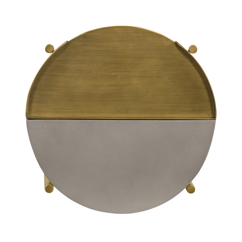 Dua Grey Concrete End Table with Antique Brass, N/A. Picture 4