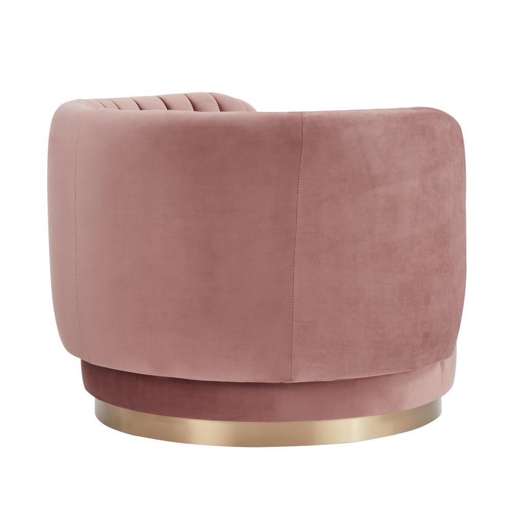 Davy Blush Velvet Swivel Accent Chair with Gold Base. Picture 3