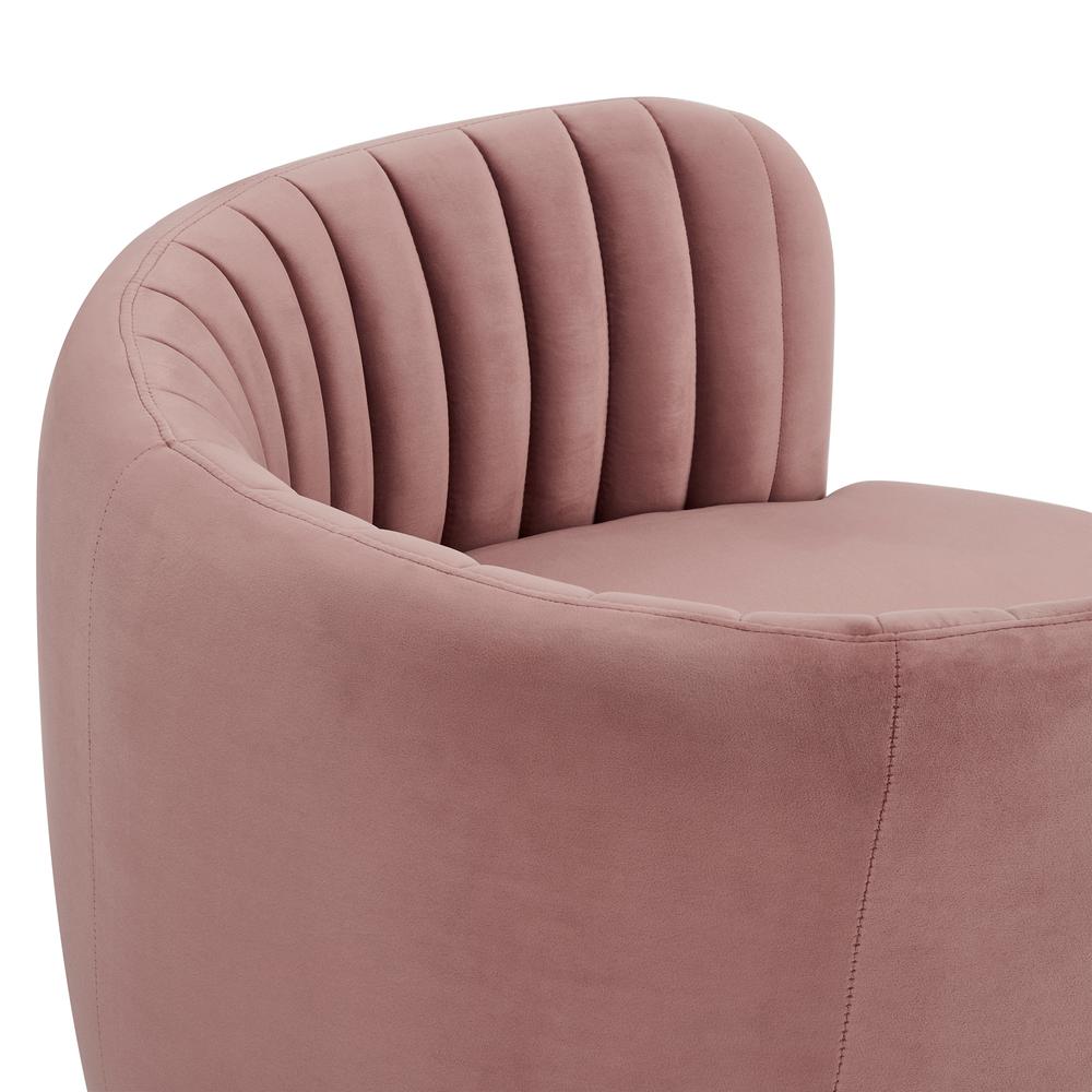 Davy Blush Velvet Swivel Accent Chair with Gold Base. Picture 5