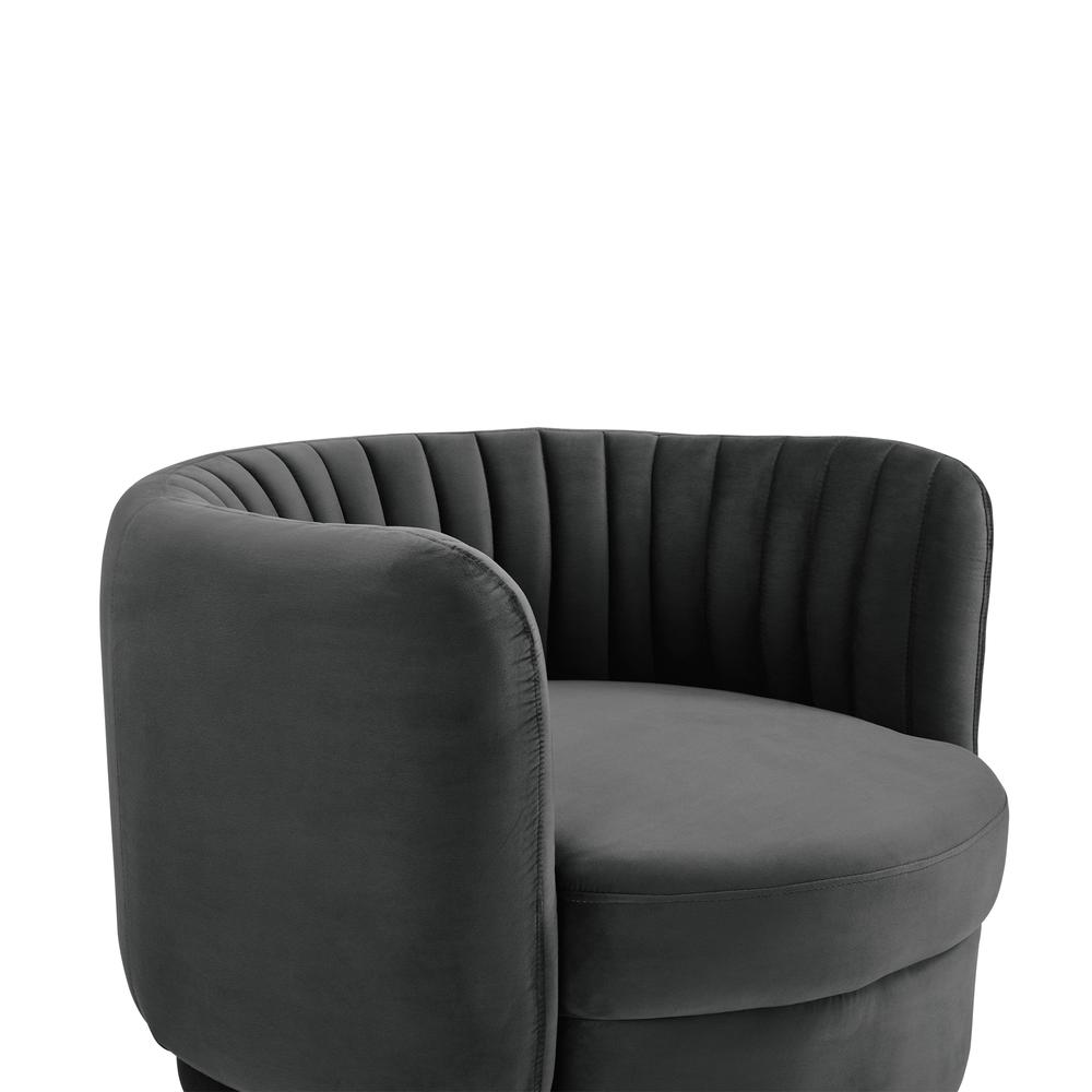 Davy Dark Gray Velvet Swivel Accent Chair. Picture 4