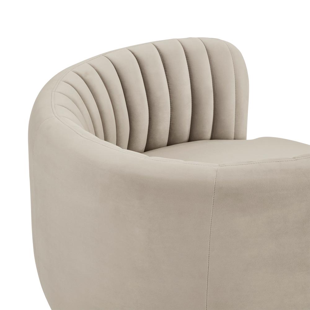 Davy Taupe Velvet Swivel Accent Chair with Gold Base. Picture 5