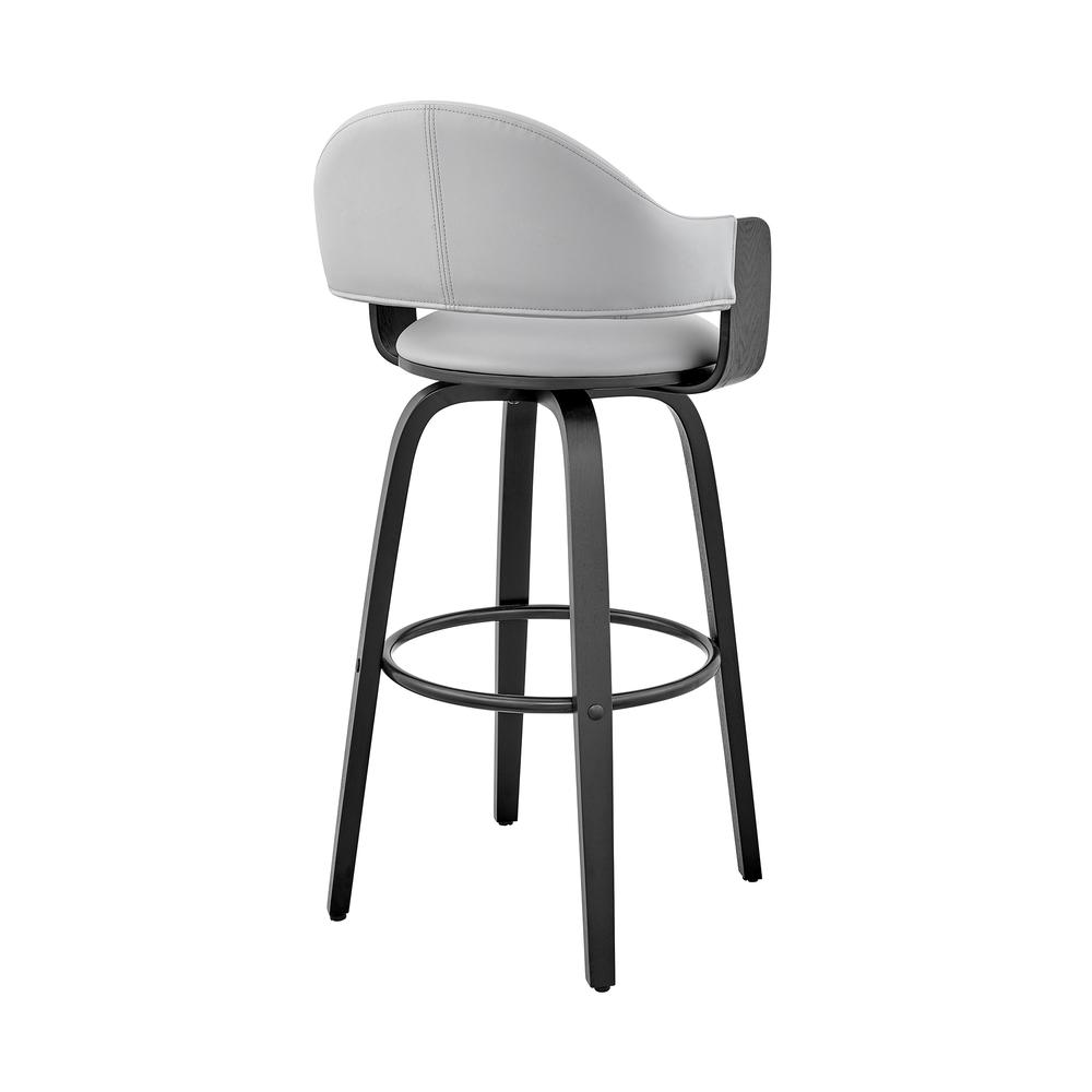 Daxton 26" Gray Faux Leather and Black Wood Bar Stool. Picture 4