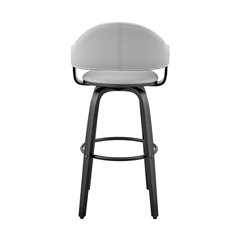 Daxton 26" Gray Faux Leather and Black Wood Bar Stool. Picture 5