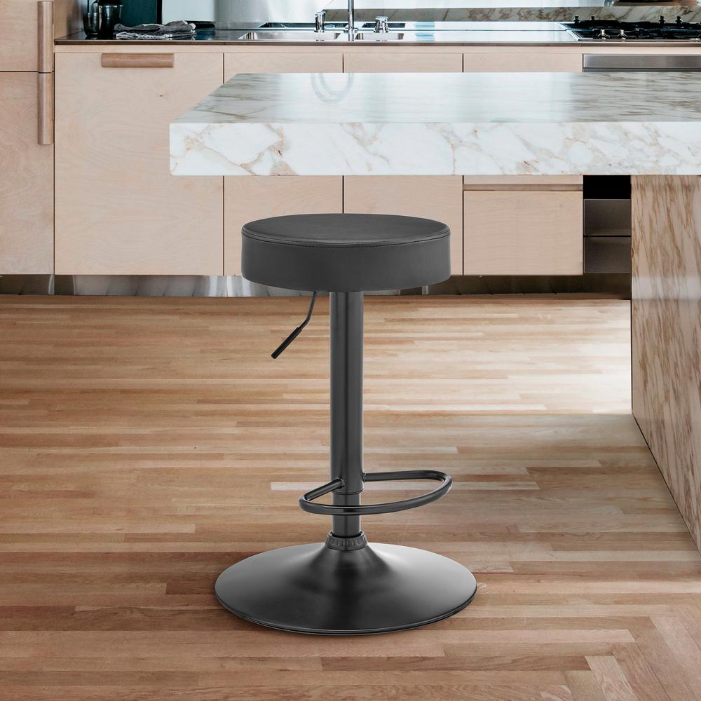 The Dax Backless Gray Faux Leather Adjustable Bar Stool. Picture 3