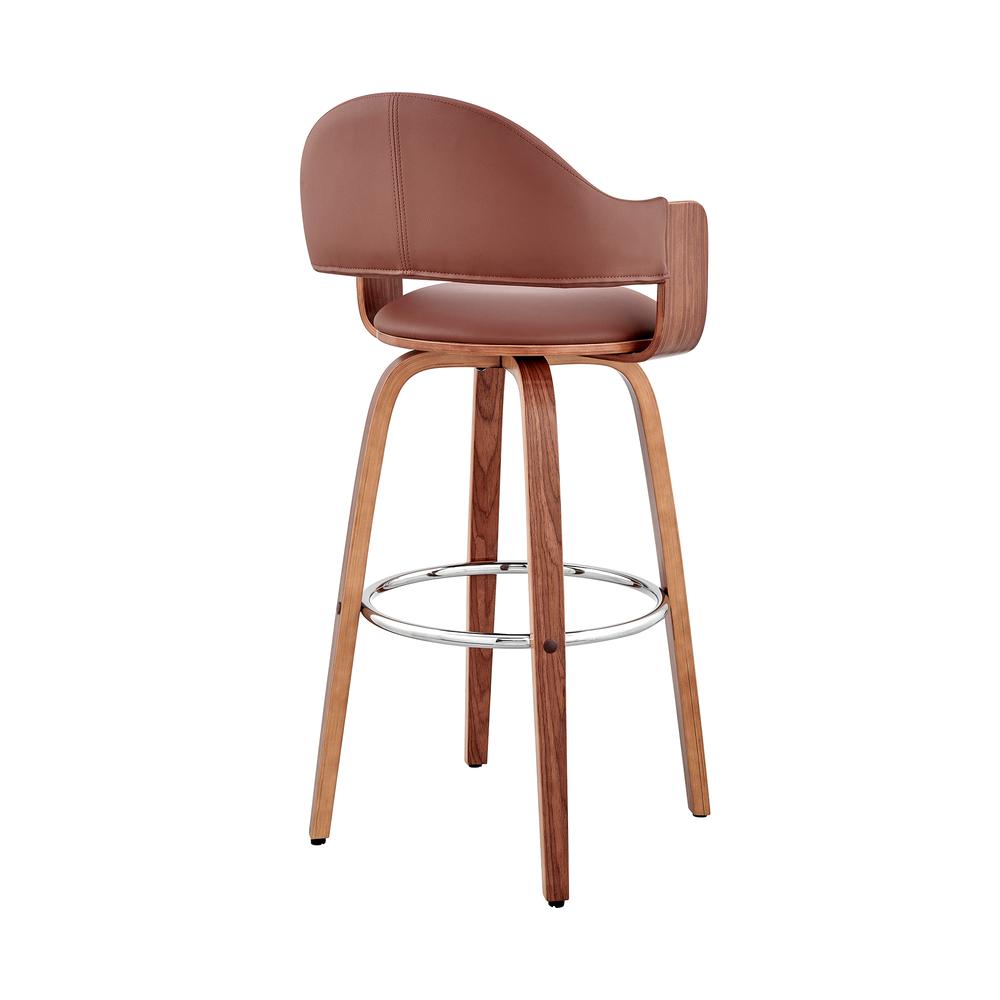 Daxton 26" Brown Faux Leather and Walnut Wood Bar Stool. Picture 4