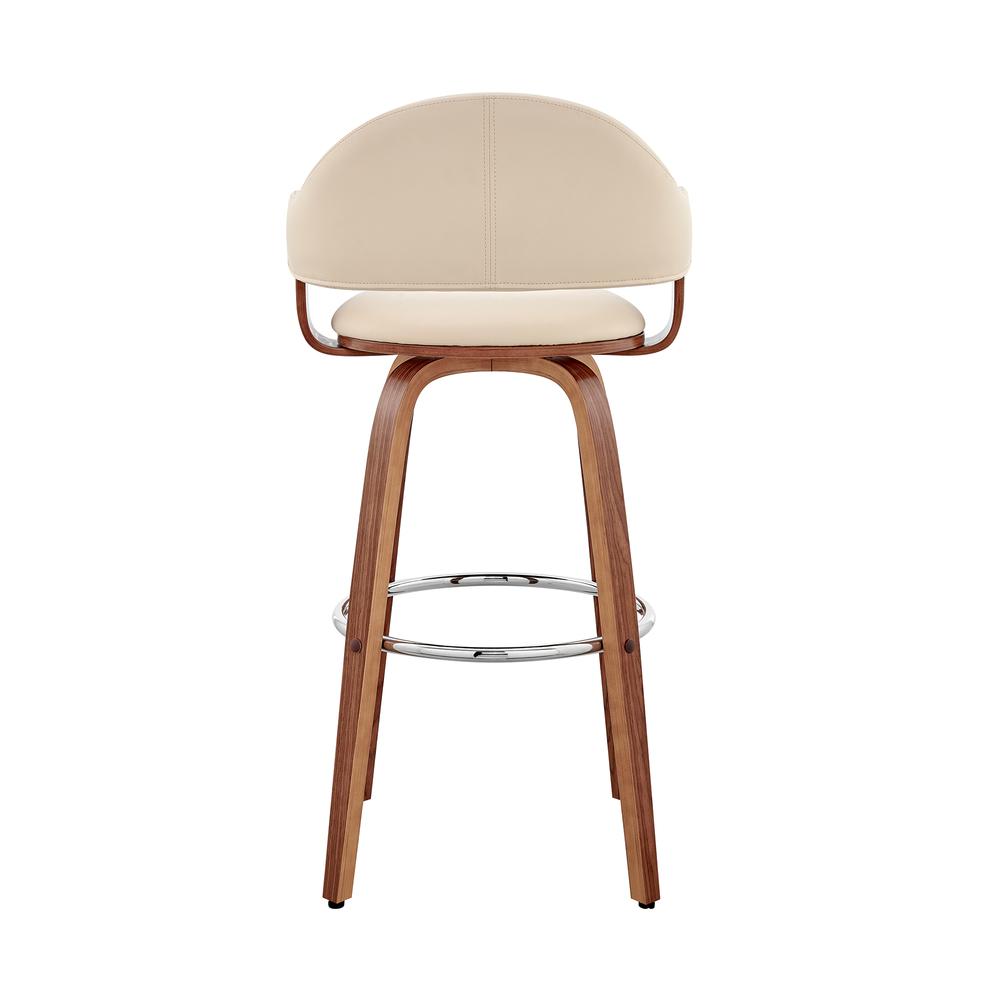 Daxton 30" Cream Faux Leather and Walnut Wood Bar Stool. Picture 5