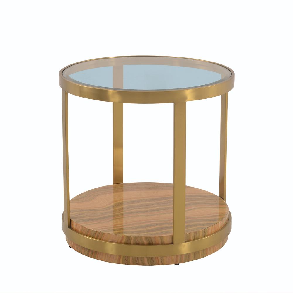 Hattie Glass Top End Table with Brushed Gold Legs. Picture 1