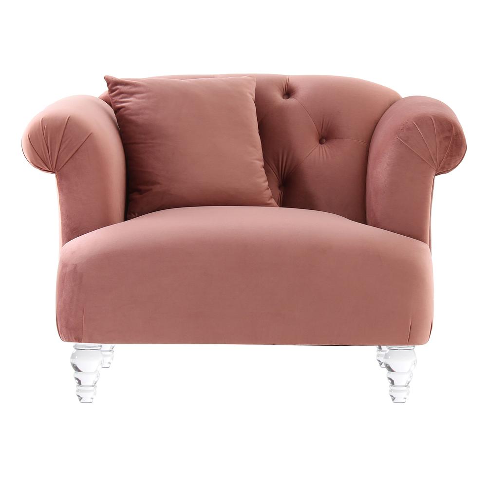 Elegance Contemporary Chair in Blush Velvet with Acrylic Legs. Picture 1