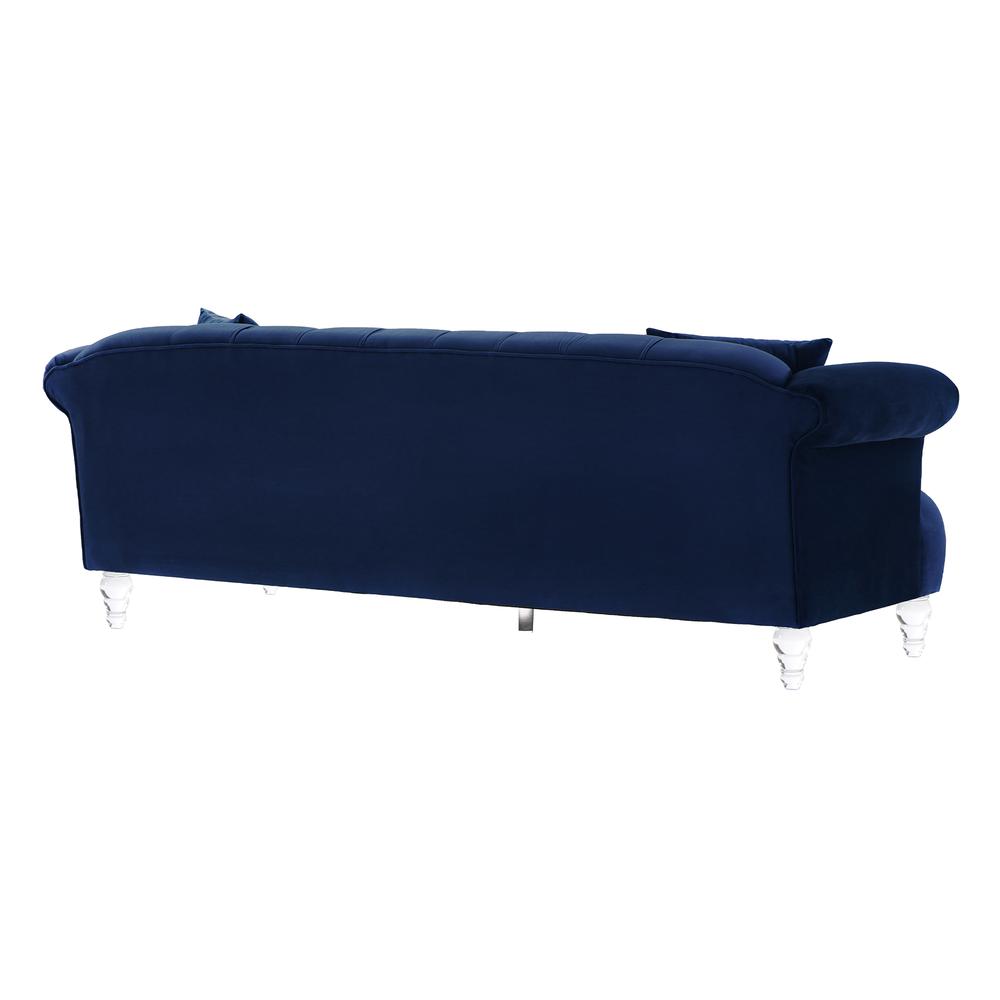 Elegance Contemporary Sofa in Blue Velvet with Acrylic Legs. Picture 3
