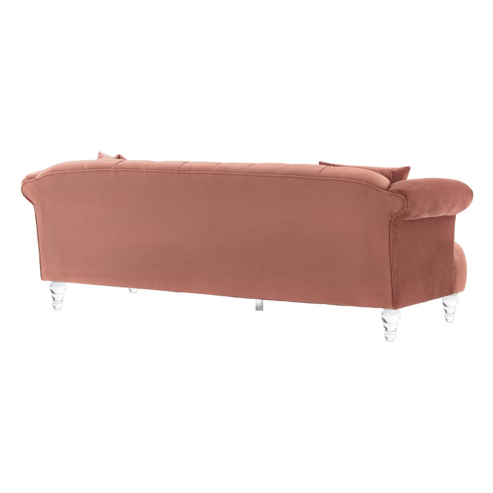 Elegance Contemporary Sofa in Blush Velvet with Acrylic Legs. Picture 3