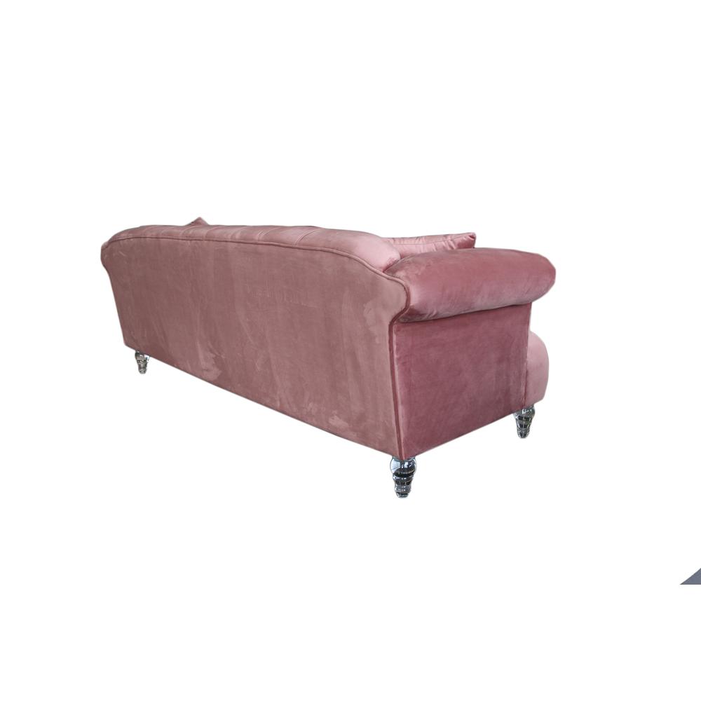 Contemporary Sofa in Blush Velvet with Acrylic Legs. Picture 4