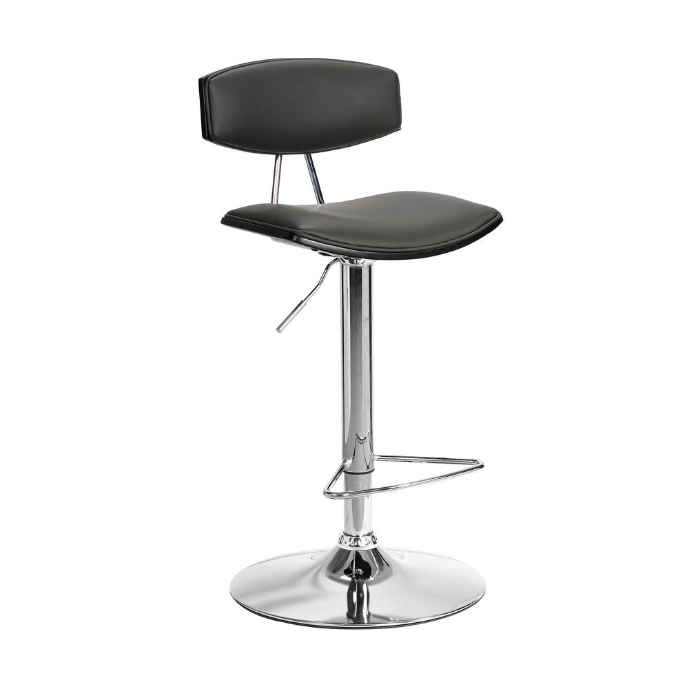Erik Adjustable Gray Faux Leather Swivel Barstool with Chrome Base. The main picture.