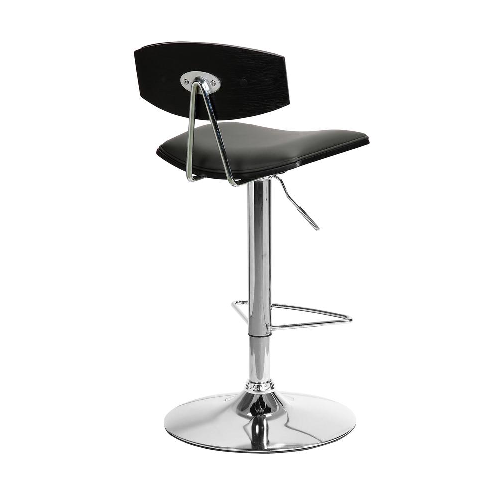 Erik Adjustable Gray Faux Leather Swivel Barstool with Chrome Base. Picture 4