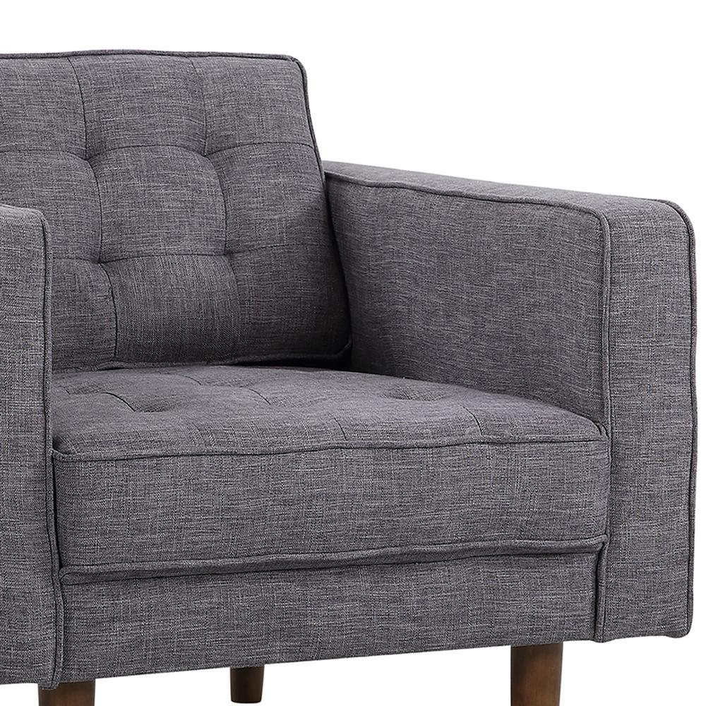 Armen Living Element Mid-Century Modern Chair in Dark Gray Linen and Walnut Legs. Picture 4
