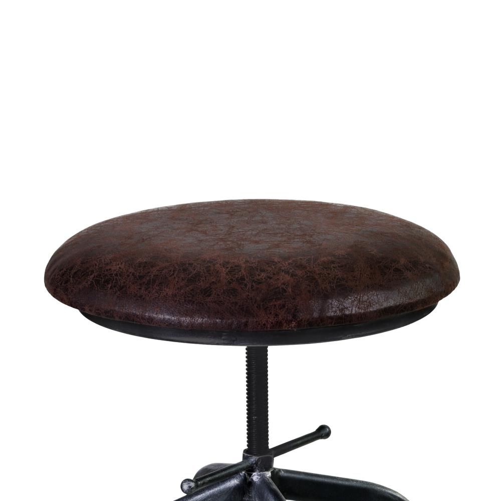 Armen Living Elena Adjustable Barstool in Industrial Grey Finish with Brown Fabric Seat. Picture 2