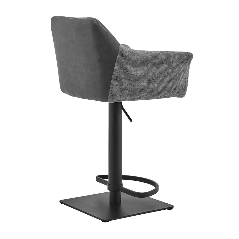 Erin Adjustable Grey Faux Leather and Fabric Metal Swivel Bar Stool. Picture 3