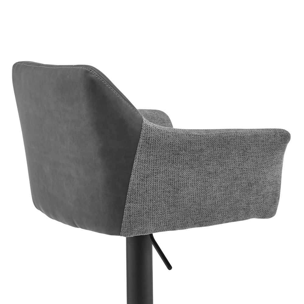 Erin Adjustable Grey Faux Leather and Fabric Metal Swivel Bar Stool. Picture 5