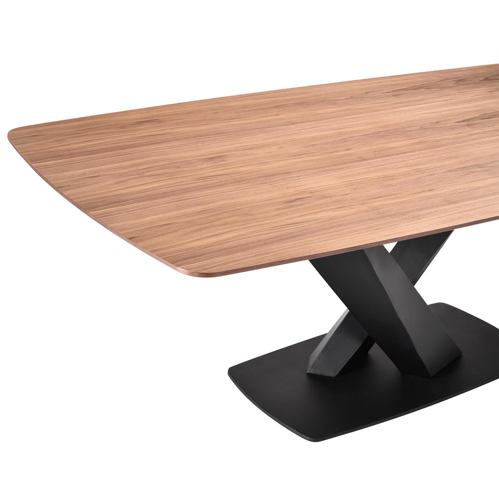 Everett Contemporary Dining Table in Matte Black Finish and Walnut Top. Picture 4