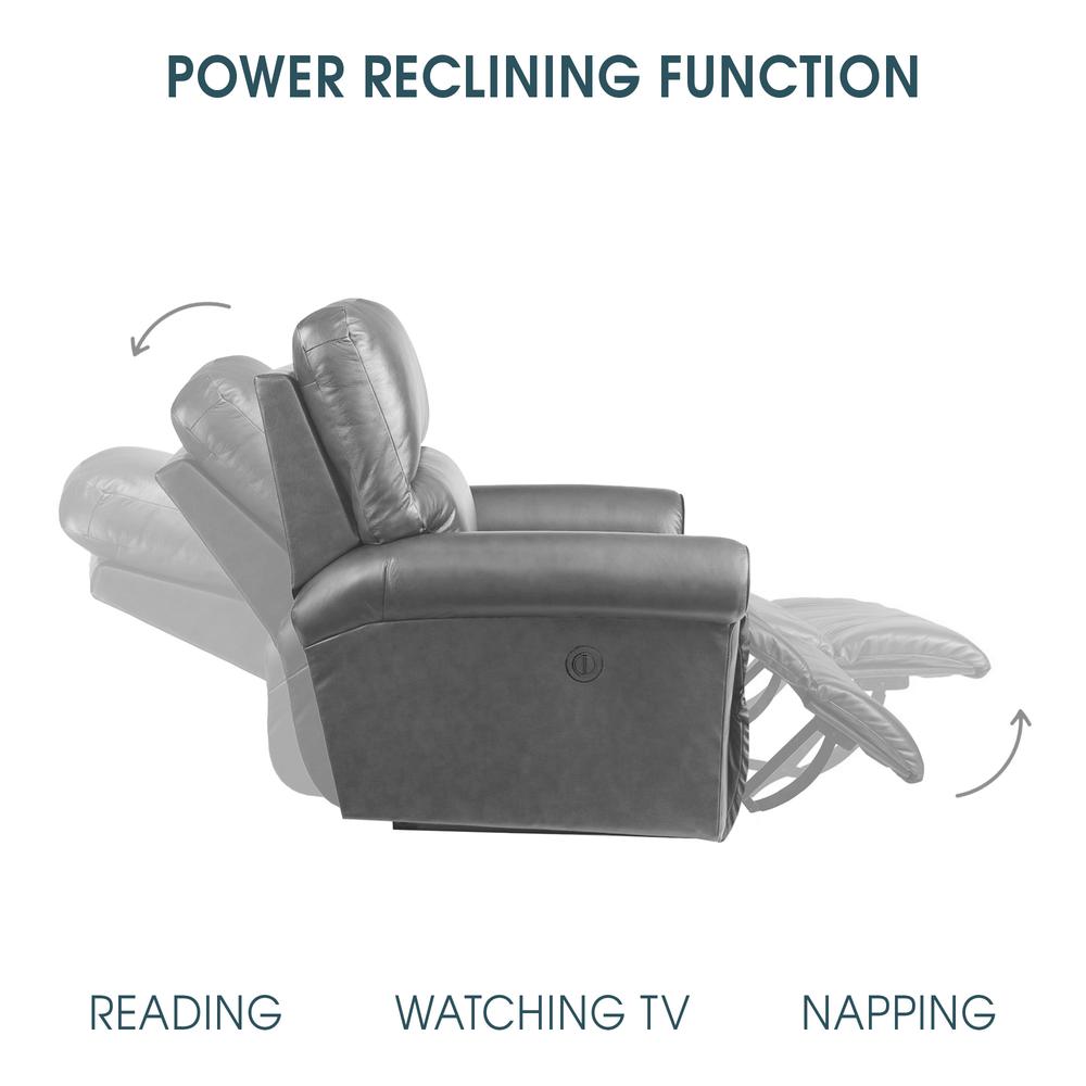 Estelle Power Reclining Sofa in Gunmetal Fabric. Picture 7