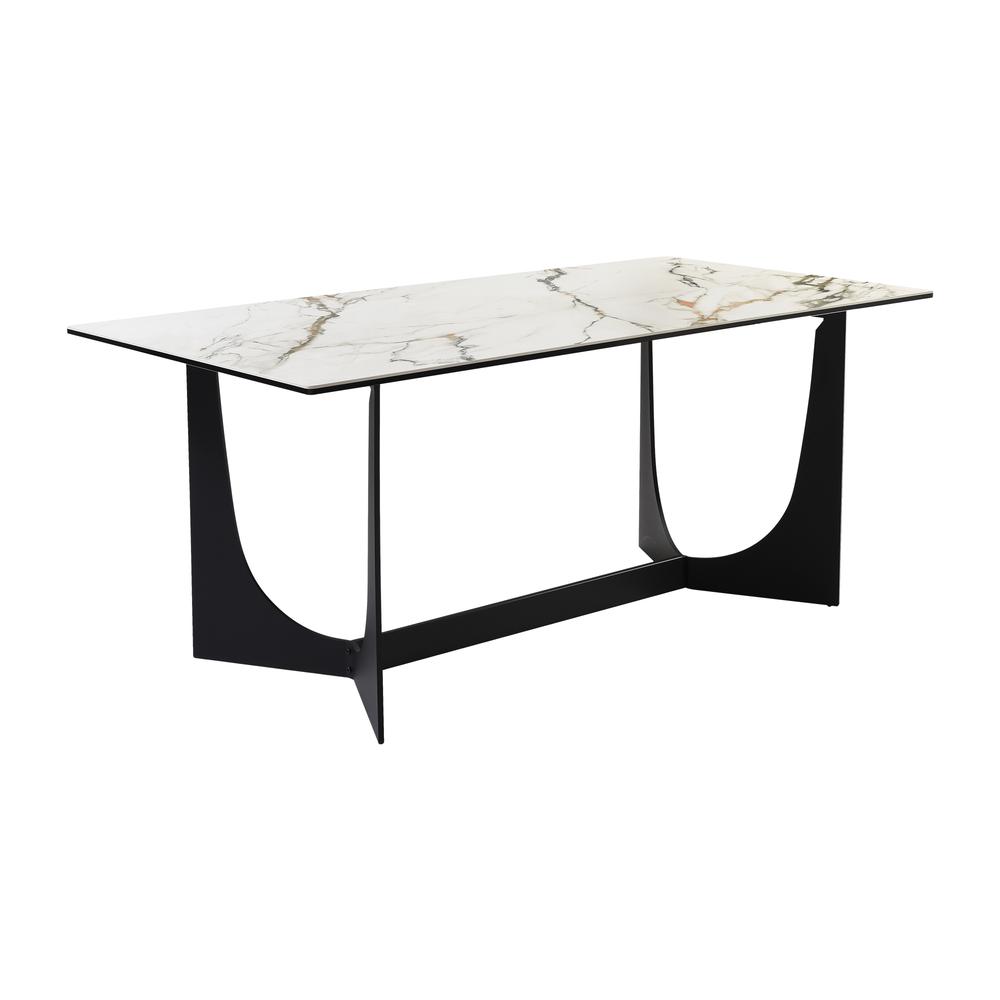 Esme Dining Table in Stone and Metal. Picture 1