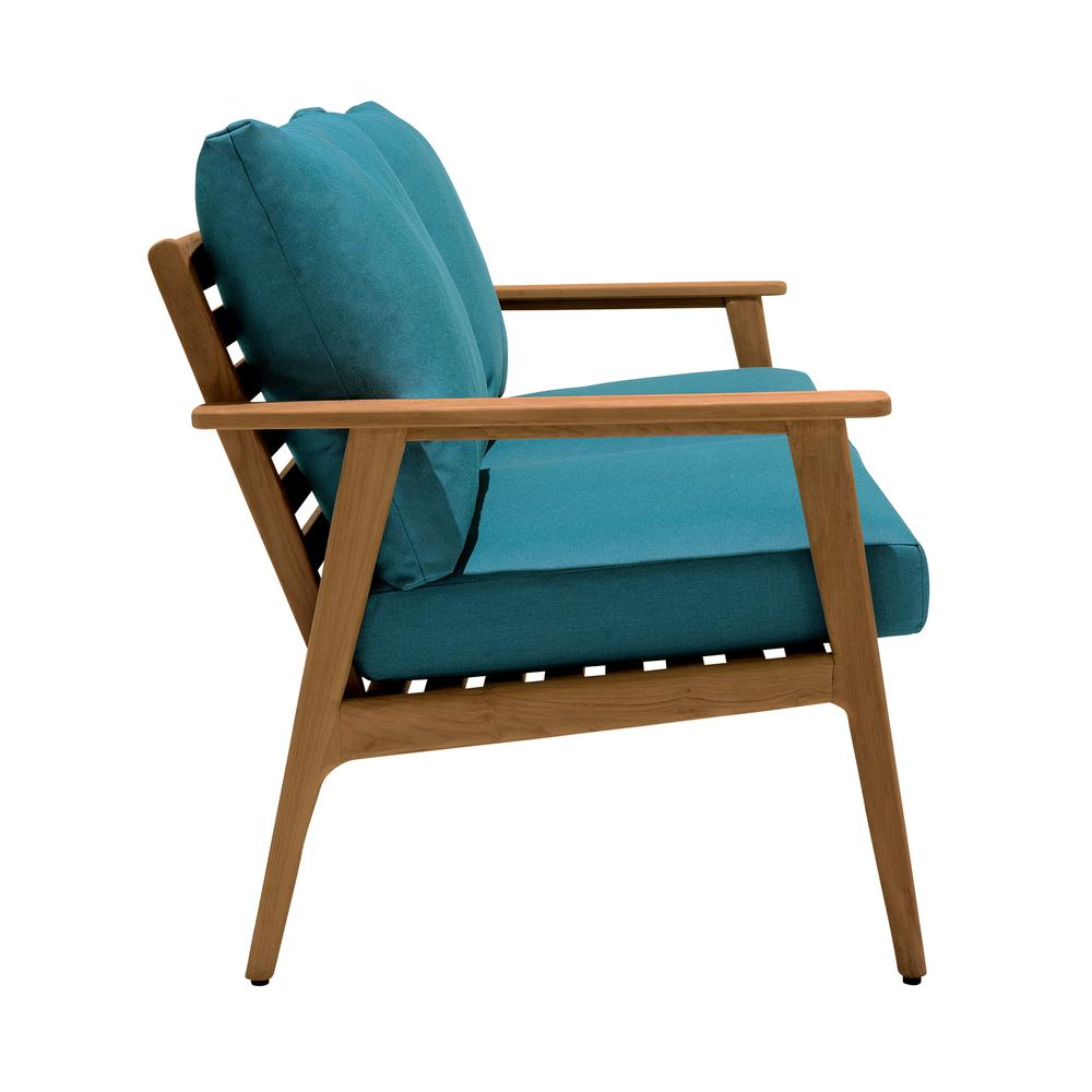 Eve Outdoor Teak Wood Sofa with Teal Olefin. Picture 2
