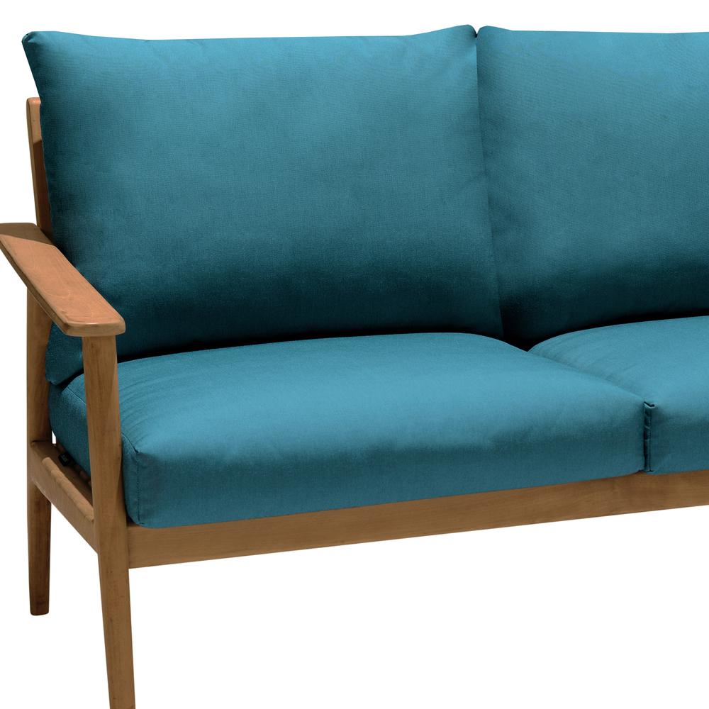 Eve Outdoor Teak Wood Sofa with Teal Olefin. Picture 3