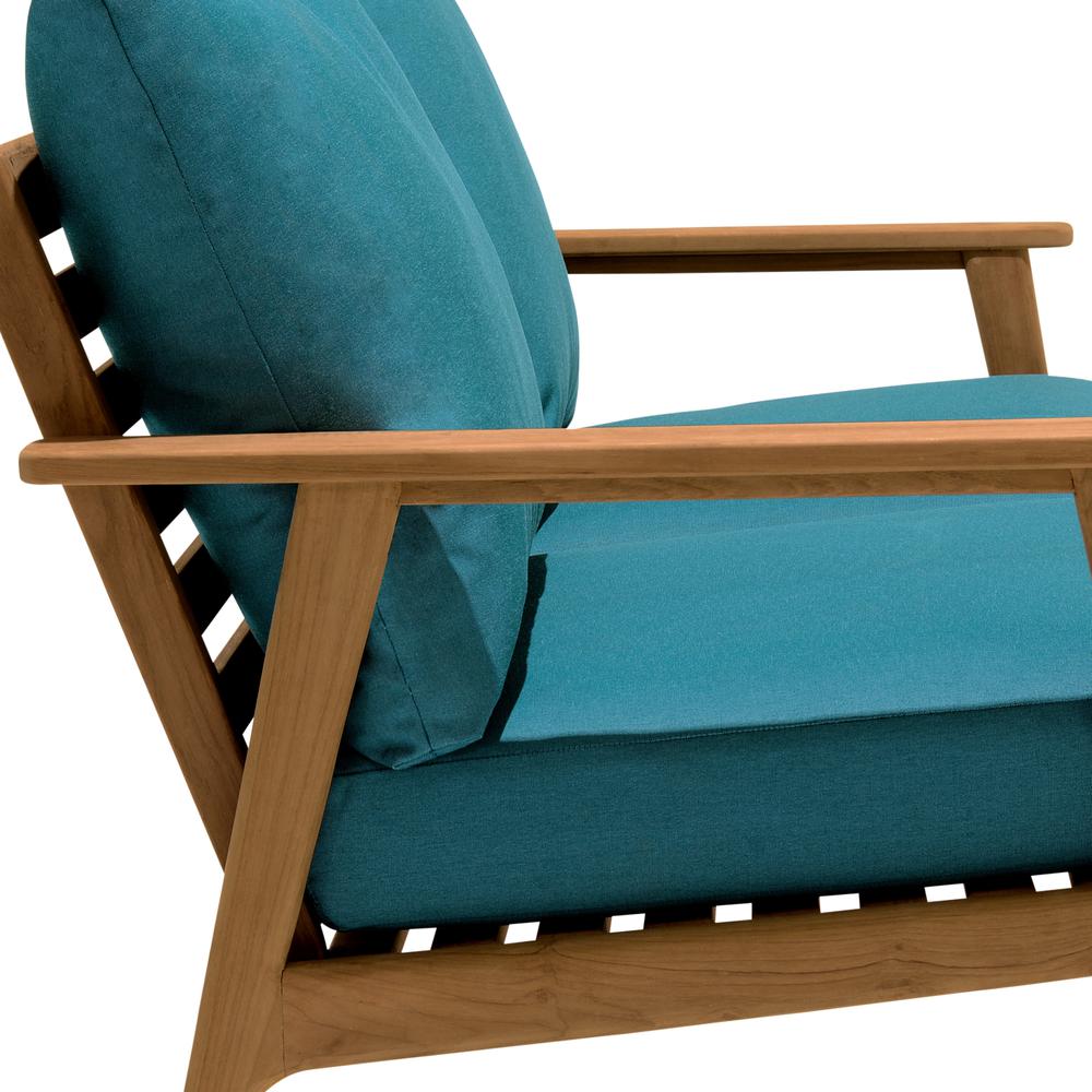 Eve Outdoor Teak Wood Sofa with Teal Olefin. Picture 4