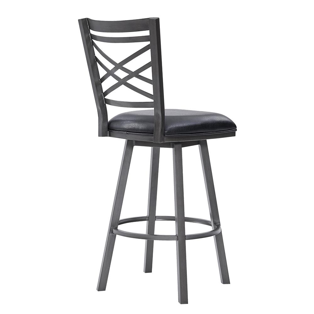 26" Counter Height Metal Barstool in Mineral Finish with Black Faux Leather. Picture 1