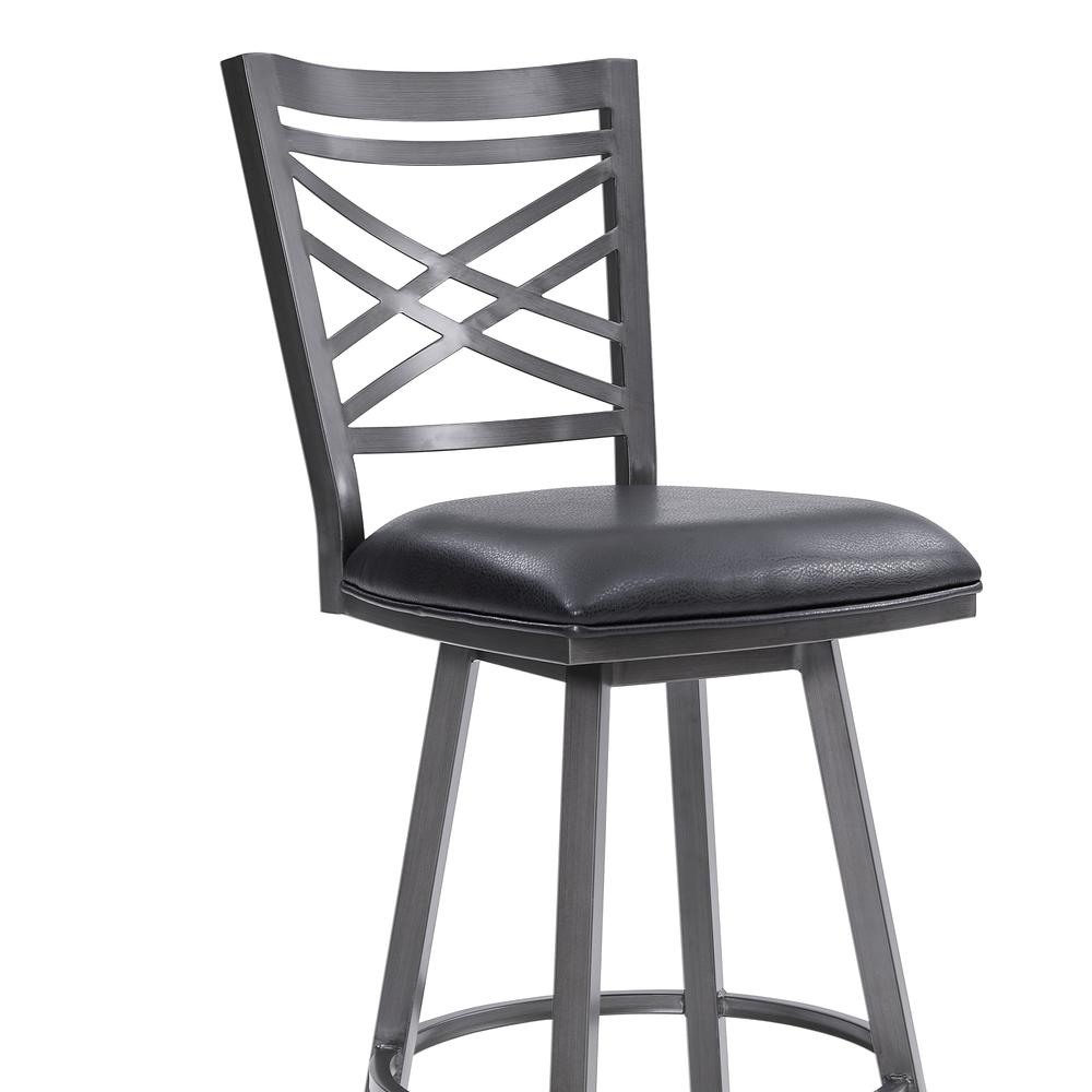Fargo 26" Counter Height Metal Barstool in Mineral Finish with Black Faux Leather. Picture 5