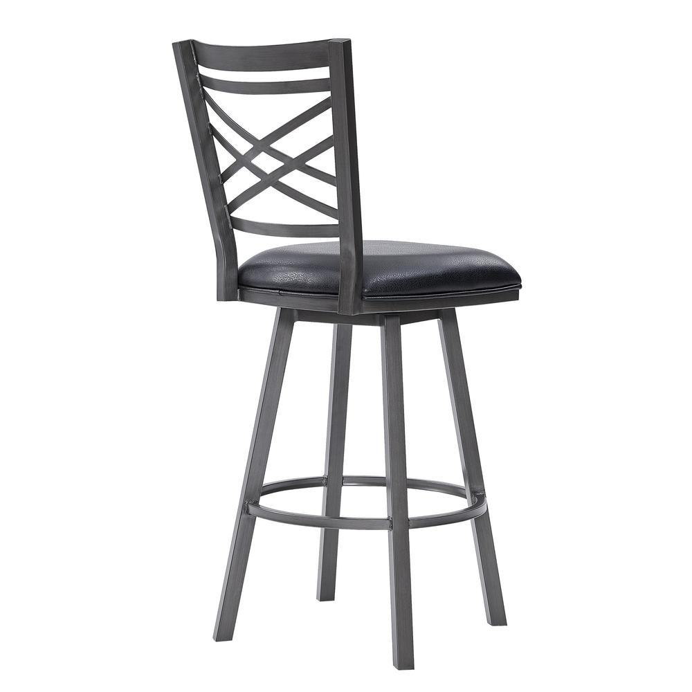 Fargo 30" Counter Height Metal Barstool in Mineral Finish with Black Faux Leather. Picture 1
