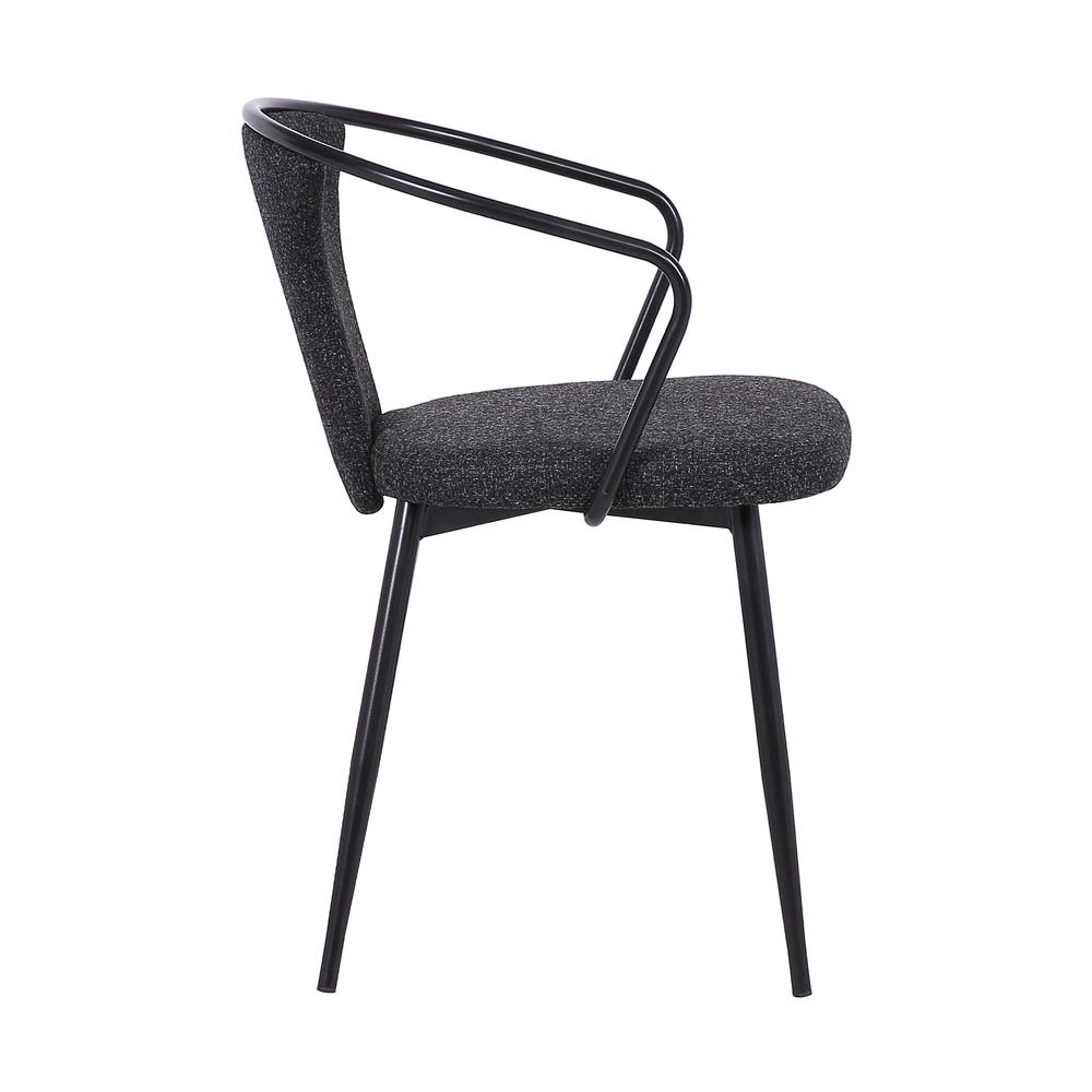 Francis Contemporary Dining Chair in Black Powder Coated Finish and Black Fabric. Picture 3