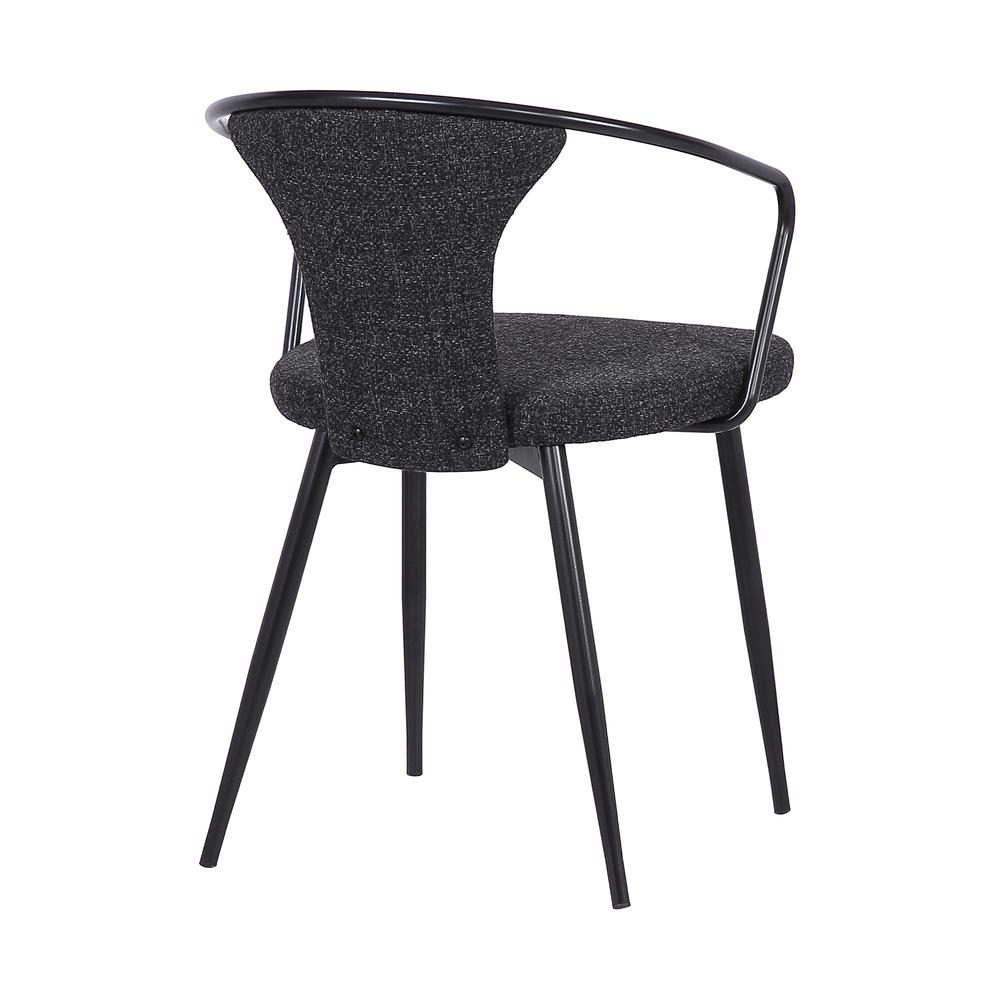 Contemporary Dining Chair in Black Powder Coated Finish and Black Fabric. Picture 4