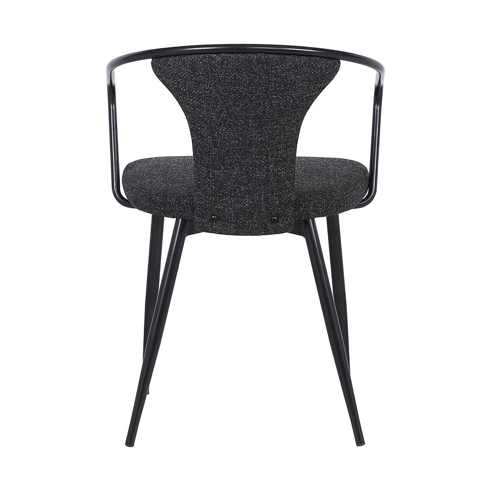 Contemporary Dining Chair in Black Powder Coated Finish and Black Fabric. Picture 5