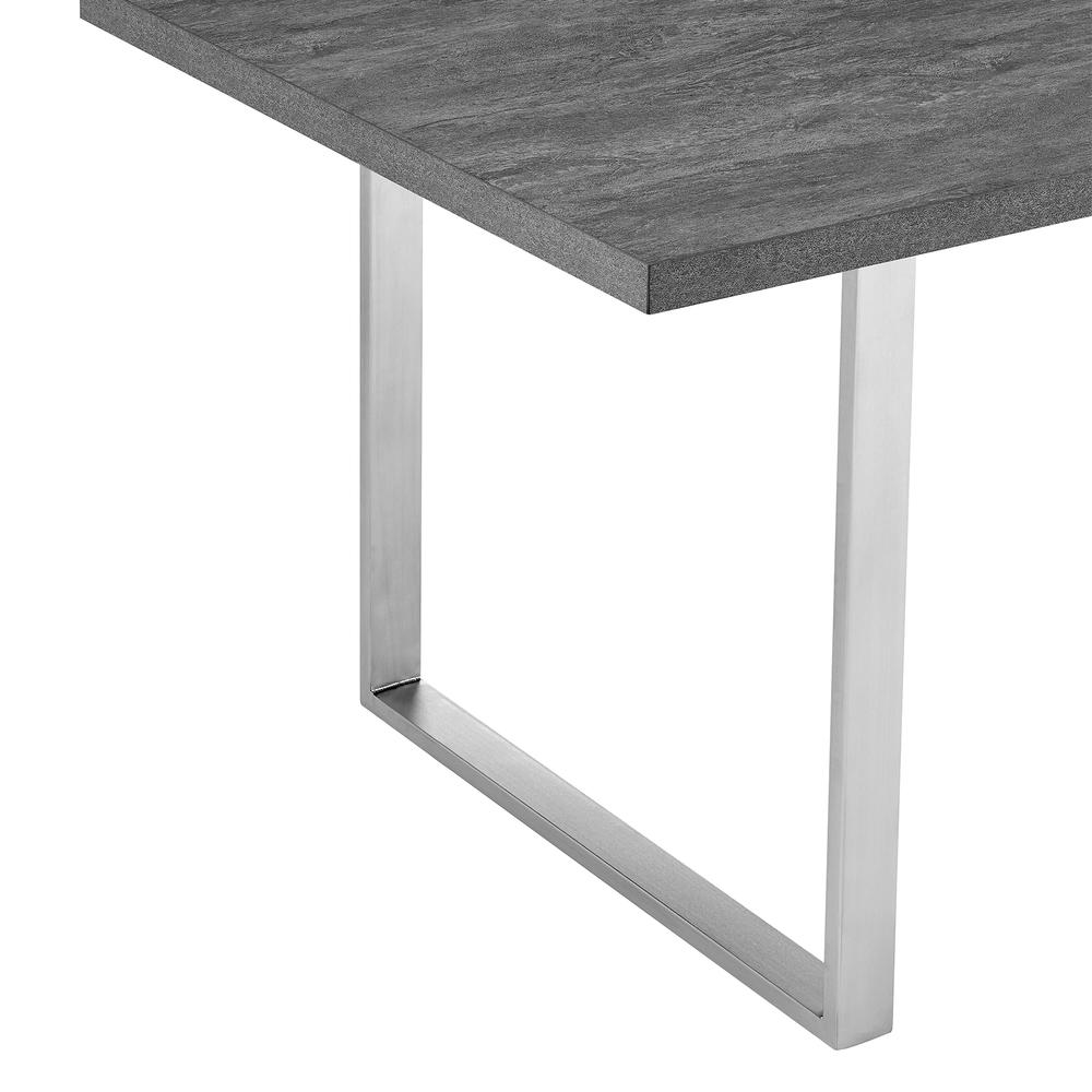 Fenton Dining Table with Gray Top and Brushed Stainless Steel Base. Picture 2